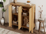 TREXM Buffet Cabinet with Storage, 4-Door Retro Wood Sideboard with Distressed Finish and Adjustable N715P310053D