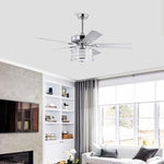 ZUN 52" 3-Light Chrome Drum Shade LED Ceiling Fan + Remote, Traditional Farmhouse Rustic Industrial W1592P152990