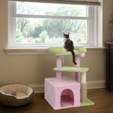 27.5in Cat Tree, Multi-level Cat Tower with Cat Scratching Post and Pad, Cozy Cat Condo, Padded Top 73326498