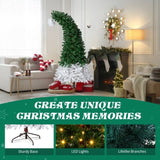 6 FT Santa Hat Style Pre-lit Christmas Tree, Hinged Artificial Xmas Tree Pine Tree with 250 Warm 12914218