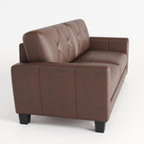 82" Genuine Leather match Two-Over-Two Sofa Living room coach Transitional sofa - Honey Brown W1896P175676