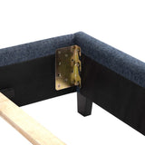 King Size Navy Blue Denim Squares Upholstered Platform Bed B108P155251