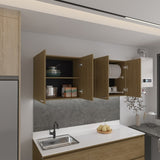 Portofino 150 Wall Cabinet, Double Door, Two External Shelves, Two Interior Shelves Natural Oak B200P286977