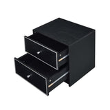 2 Storage Drawers Nightstand, Black and Silver B016P256520