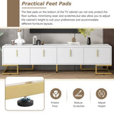 ON-TREND Modern TV Stand Metal Legs and Gold Handles for TVs Up to 80'', Media Console Table WF325614AAK