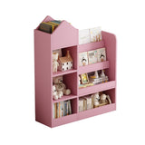 Pink Kids Wooden Bookshelf Toy Storage Organizer with Bookcase, Kid's Bin Storage Unit with 6 W2876P233556