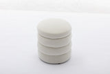 006-Soft Velvet Round Ottoman Footrest Stool,Ivory W527121859