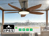 Outdoor ceiling fan with light 42-inch walnut-coloured waterproof gazebo ceiling fan with light, W1962P573657
