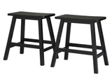 2pcs Pine Wood Saddle Seat Bar Stool Black 02885739