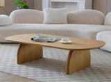 47.24" Oval Coffee Table with Solid Wood Veneered, Modern Natural Solid Wooden Color Center Table, W2664P346448