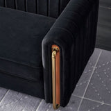 Contemporary Velvet Sofa Couch 84.25''W for Living Room, Black W57946163