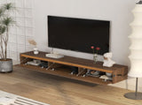 Floating TV Stand, Wall Mounted TV Shelf with Led Lights & Power Outlet,High Gloss TV Cabinet for W1321P272342
