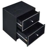 Black and Silver 2-drawer Nightstand B062P185648