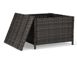 Outdoor PE Wicker Side Table with Storage, Patio Rattan End Table Square Container for Furniture 64589398