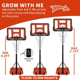 ZUN Use for Outdoor Height Adjustable 4.8 to 7.7ft Basketball Hoop 44 Inch Backboard Portable Basketball 88991401