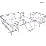 ZUN 5-Piece Modern Patio Sectional Sofa Set Outdoor Woven Rope Furniture Set with Glass Table and 20426413