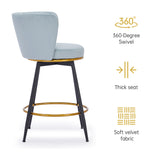 Countereight Bar Stools Set of 2, 360&deg Swivel Upholstered Barstools with Backs and Metal Legs, 26" W2725P237554