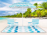4-Piece Beach Set with 6.2ft Sun-Proof Umbrella, 2 Folding Chairs & 80"x80" Waterproof Blanket-Blue 69771673