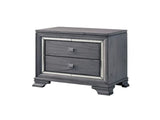 2 Drawers Wooden Nightstand with Mirror Trim, Light Gray B016P251572