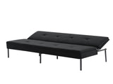 Black 3-Seater Futon Sofa Bed, Twin Folding Sleeper Sofa, Sturdy Metal Frame, Skin-Friendly B347P507913