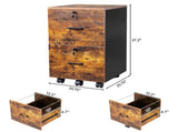 2-Drawer Rolling Wood File Cabinet with Lock, Brown & Black 91736369