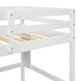 ZUN Twin Size Loft Bed with desk and shelves, Safety Guardrail and ladder,White W504P181854