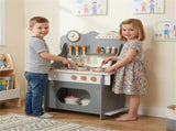 Gray Wooden Toddler Play Kitchen with Sink & Accessories, Safe Gift for Kids 3 10017256