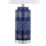 Casa 21" Contemporary Ceramic Table Lamp in Glossy Navy Crackle Ceramic, Polished Nickel, Clear B202P224016