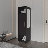 ZUN Summit Wardrobe in melamine with mirror,door and open storage B128P225196