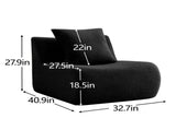 Armless Sofa W/Pillow Teddy Fabric-Black W714P357237