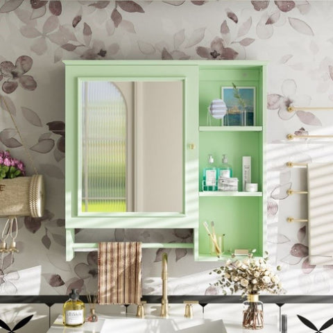 ZUN Wall Mounted Bathroom Storage Cabinet, Medicine Cabinets with large mirror door, adjustable shelves N729P180116F