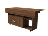 Multi-Functional Folding Table with Storage Shelves and Wheels, 47 Inch Foldable Dining Table for 61675914