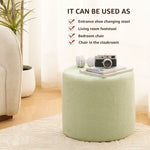 ZUN Round Teddy Fleece Ottoman with Soft Padded Seat, Multi-Functional Footrest, Vanity Chairs for 89970944