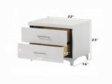 Modern Contemporary Bedroom Furniture White Finish Nightstand of 2x Drawers Metal Legs Wooden 1pc B011P316891