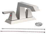 2-Handle Bathroom Sink Faucet Brushed Nickel 4 Inches Centerset Vanity Faucet 3 Hole with Pop Up 27333024