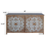 60"Wood Accent Cabinet with 4 Doors, Brown and antique white Modern Pantry Wood Buffet W2295P306897