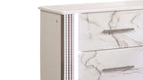 Desire Nightstand Marble-Inspired Drawer Fronts, LED Side Lighting, and Metallic Trim for G150109090