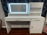 Vanity Desk with Mirror and LED Light Strip,Dressing Table with Large Drawer, 3 Level Storage W2386P233325