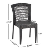 Outdoor Dining Chairs Set of 2, Stackable Chairs with UV-Resistant PE Rattan and Steel Frame, for N779P227340B