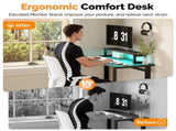 31.5" Gaming Desk with Desktop Shelf and Lighting Foldable P2 Particleboard Iron Pipe 07803855