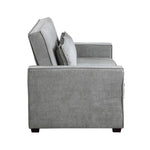 ZUN Modern Home Furniture Solid Wood Frame Sofa with Pull-Out Bed Gray Fabric Upholstered 2x Pillows B011125789