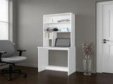 Motley Computer Hutch Desk, Lower Shelf, Four Shelves, White B097P474289