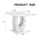 ZUN Modern Minimalist White Marble-Patterned MDF Square Coffee Table. Add a quiet and cozy atmosphere to W1151P211301