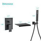 Modern Style matte black Wall Mount Tub Filler Bathroom Bathtub Faucet Shower Set W121984825