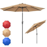9FT Outdoor Patio Umbrella Market Table Polyester Fabric Canopy Iron Frame 8 Ribs UV Protection 63266915