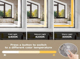 24x36" Black Tempered Mirror Dual LED Light Strips Front and Back LightingUnable ship on weekends, 74247662