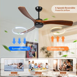 72 Inch wood Ceiling Fan no light with Remote Control, Low Profile Ceiling Fan without W2352P306828