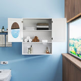 Bathroom Mirror Cabinet - Two Door Wall Cabinet Bathroom Vanity Mirror Cabinet with Facial Tissues W331P279735