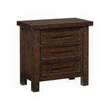 Classic Brown Finish 1pc Nightstand of 3x Drawers Mango Veneer Wood Transitional Bedroom Furniture B01158292