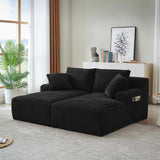 Compressible double chaise lounge with cupholders - No Assembly Required, Fluffy Modern Sleeper W2339P346397
